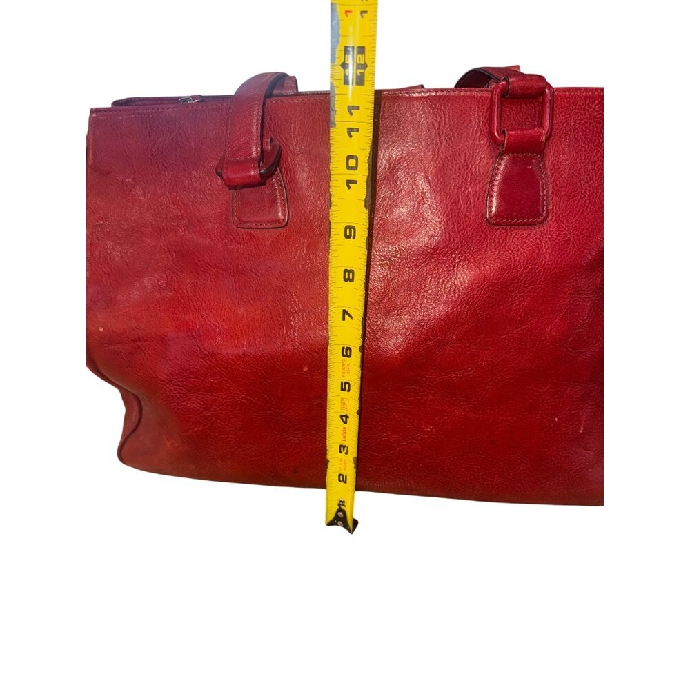 Vintage El Portal Red Leather XL Briefcase Tote Computer Bag Multi Pocket Work - Picture 7 of 16